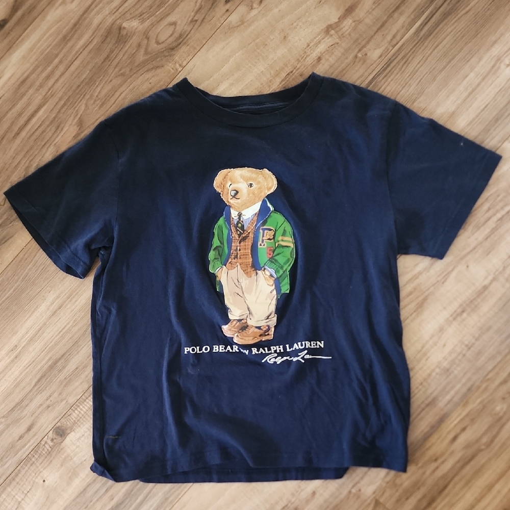 Ralph Lauren Boys 10-11 Medium Navy Polo Bear T Shirt